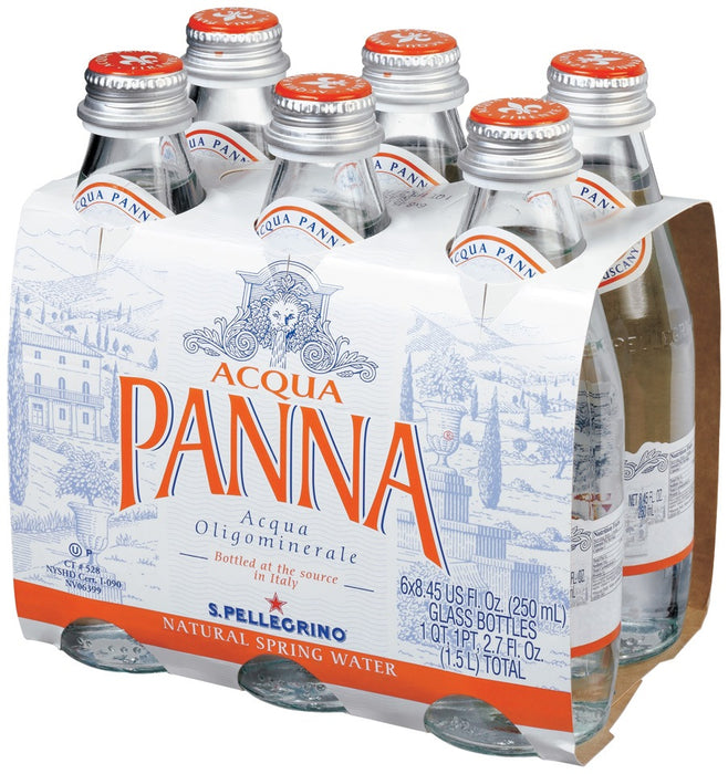 Acqua Panna Natural Spring Water Glass Bottles 6-Pack, 6 x 250 ml