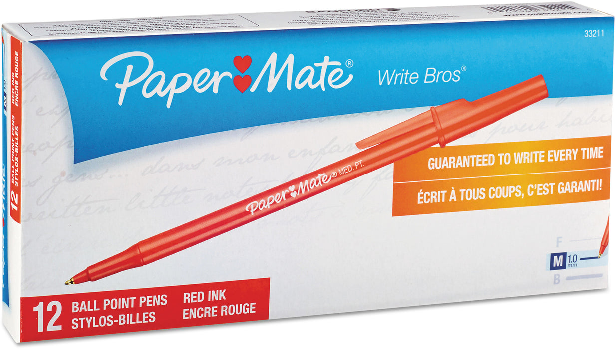 Paper Mate Red Ball Point Pens, 1 mm , 12 ct