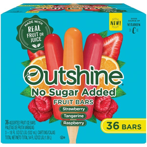 Outshine No Sugar Added Frozen Fruit Bars, Variety Pack, 36 pcs