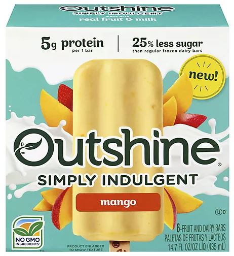 Outshine Simply Indulgent Fruit & Dairy Bars, Mango Flavor , 6 ct