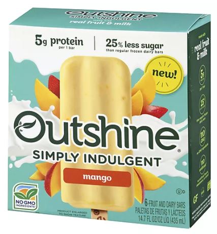 Outshine Simply Indulgent Fruit & Dairy Bars, Mango Flavor , 6 ct