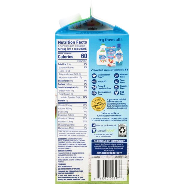 Blue Diamond Breeze Original Almond Milk, 64 oz