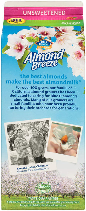 Blue Diamond Almond Breeze Unsweetened Original Almond Milk , 64 oz