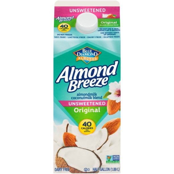 Blue Diamond Almond Breeze Unsweetened Coconut Blend Almond Milk, 64 oz