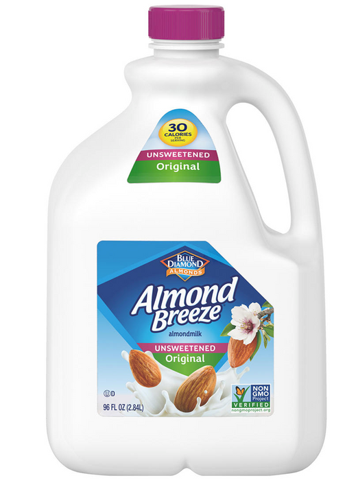 Blue Diamond Almond Breeze Unsweeted Original Milk , 96 oz