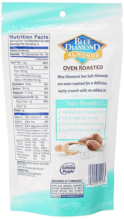 Blue Diamond Almonds Oven Roasted, Sea Salt, 5 oz