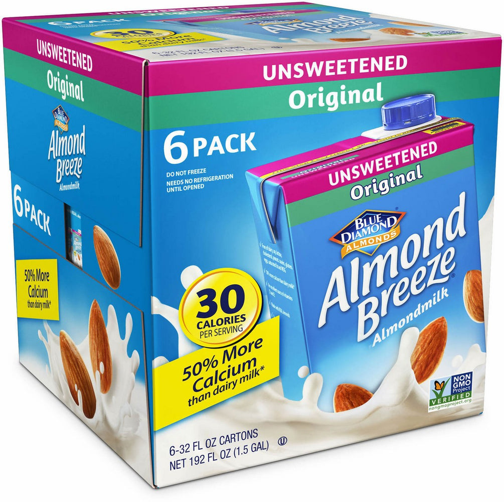 Almond Breeze Unsweetened Original Almond Milk, 6-Pack, 6 x 32 oz