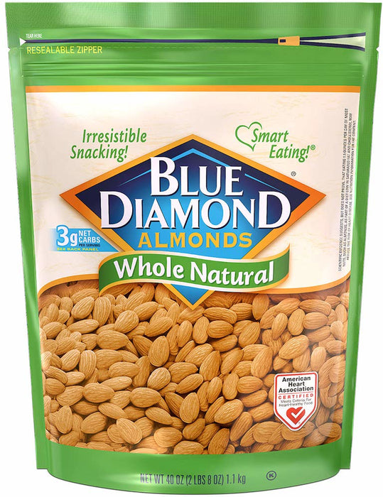 Blue Diamond Whole Natural Almonds, 40 oz