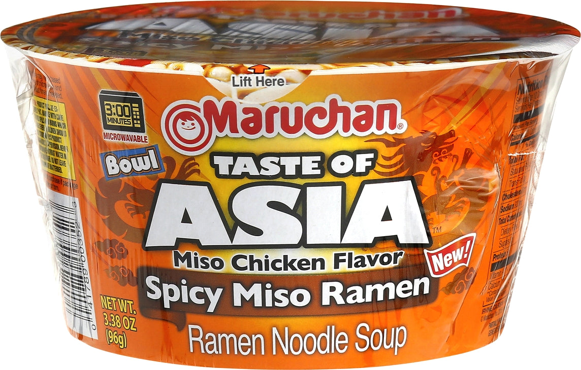 Maruchan Taste of Asia Miso Chicken Flavor Spicy Miso Ramen Noodle Soup, 95,6 gr (3.37 oz)