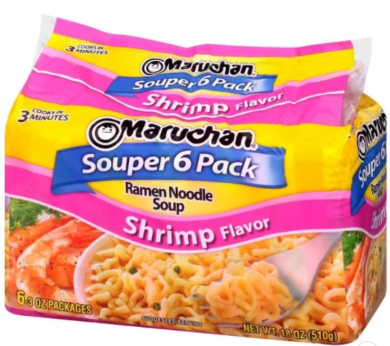 Maruchan Ramen Noodle Soup, Shrimp Flavor, 6-Pack, 6 ct