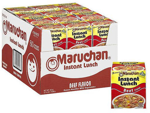 Maruchan Instant Lunch Ramen Noodles with Vegetables, Beef Flavor, 24 x 2.25 oz