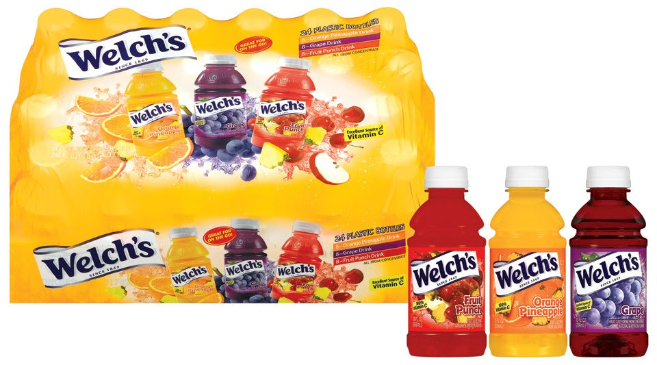 Welch's 100% Juice Variety Bottles, 24 x 10 oz
