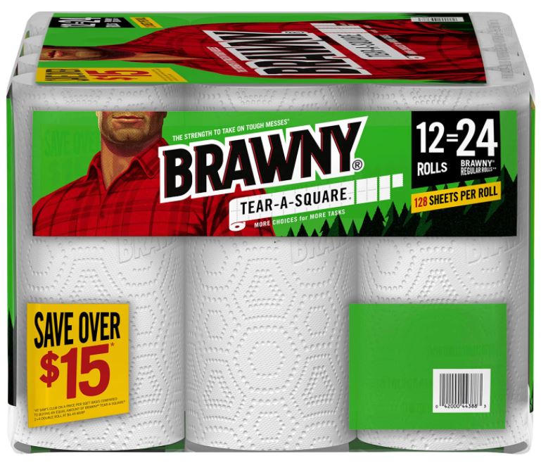 Brawny Paper Towels, 128 2-Ply Sheets , 12 ct