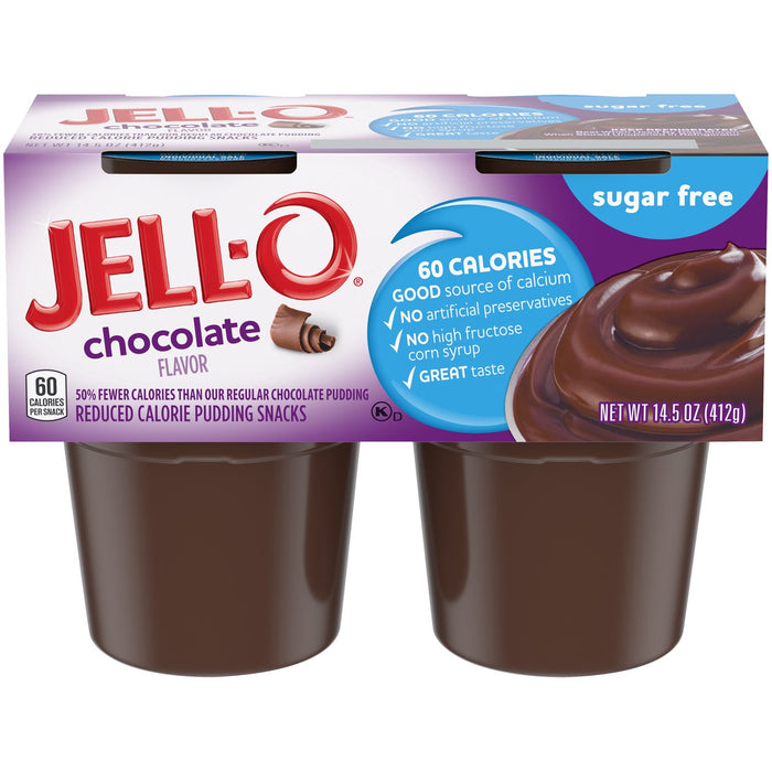 Jell-O Chocolate Vanilla Swirls Sugar Free Pudding Cups Snack, 4-Pack , 4 ct