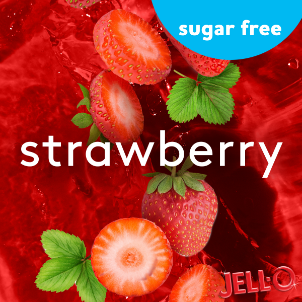 Jell-O Strawberry Sugar Free Jello Cups Gelatin Snack, 4-Pack , 4 ct