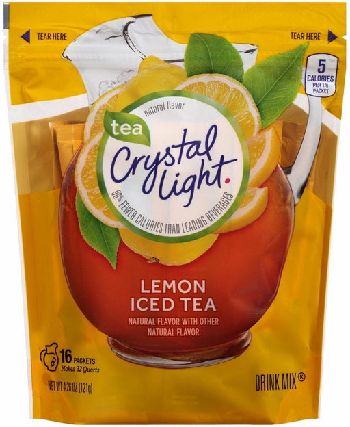 Crystal Light Low Calorie Lemon Iced Tea Packets, 16 ct