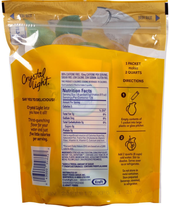 Crystal Light Low Calorie Lemon Iced Tea Packets, 16 ct