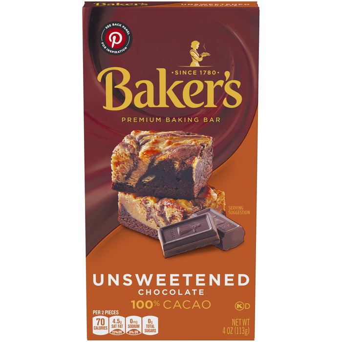 Baker's Premium Unsweetened Chocolate Baking Bar , 4 oz