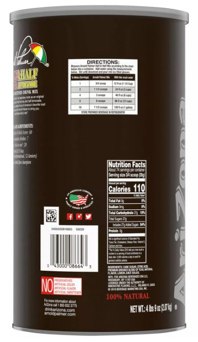 Arizona Arnold Palmer Half & Half Iced Tea Lemonade Drink , 73 oz