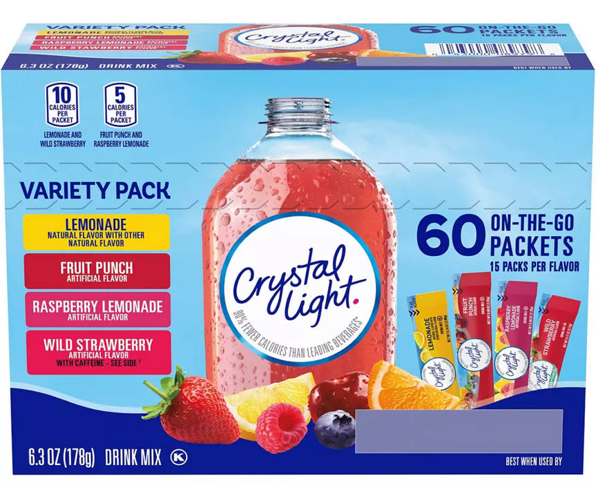 Crystal Light Podwered Drink Satchets, Variety Pack , 60 ct