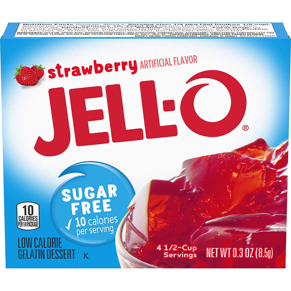 Jell-O Sugar Free Gelatine, Strawberry & Banana Flavor , 0.3 oz