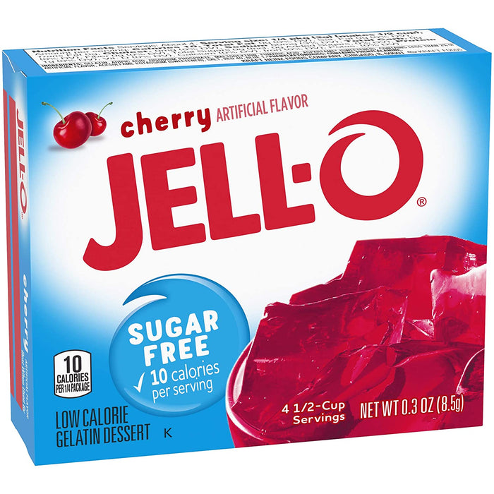 Jell-O Sugar Free Gelatine, Cherry Flavor , 0.3 oz