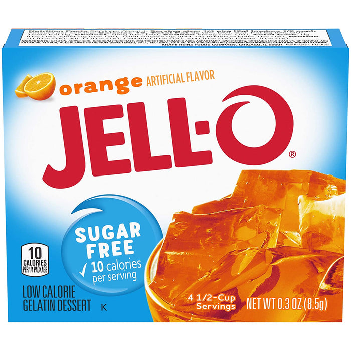 Jell-O Sugar Free Gelatine, Orange Flavor , 0.3 oz