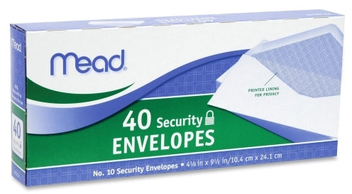 Mead Security Envelopes, White, 40 ct