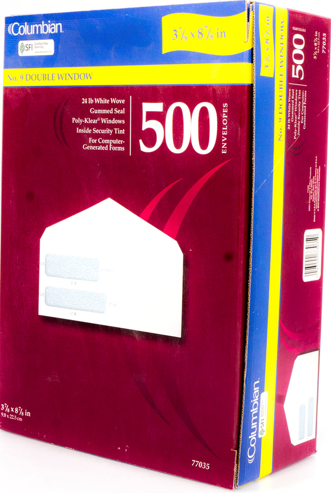 Columbian Double Window Envelopes, 500 ct