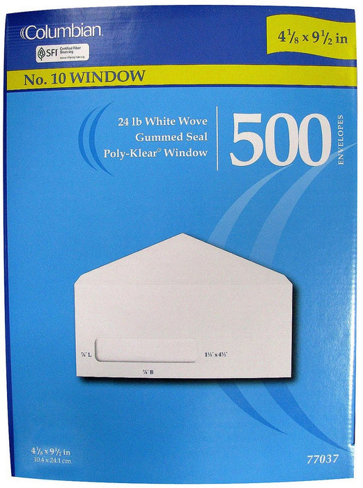 Columbian Window Envelopes, No.10, 500 ct