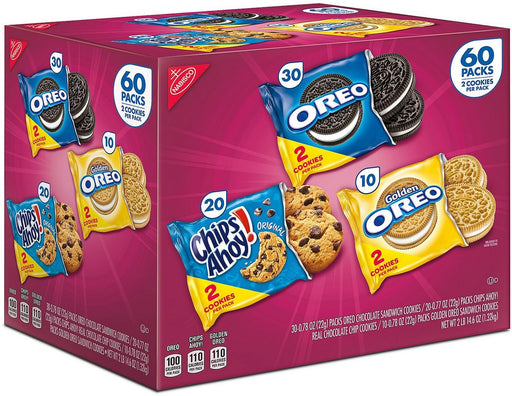 Nabisco Cookie Variety Pack with Oreo's, Chips Ahoy & Golden Oreo's, 60 ct