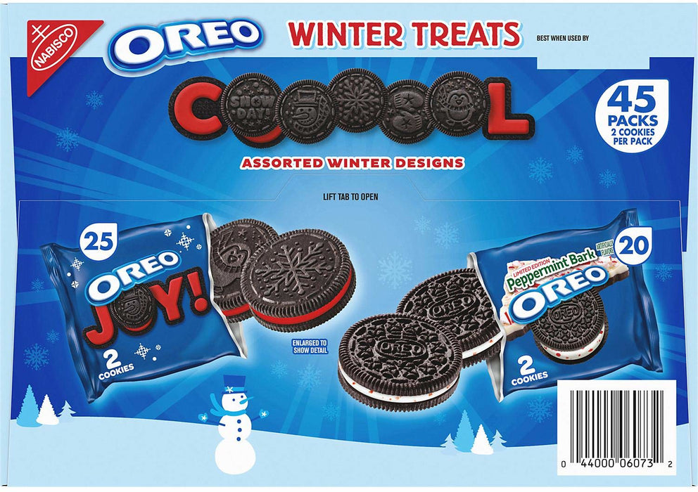 Nabisco Oreo Winter Treats, Oreo Winter & Peppermint Bark Flavors, 45 ct x 1.02 oz