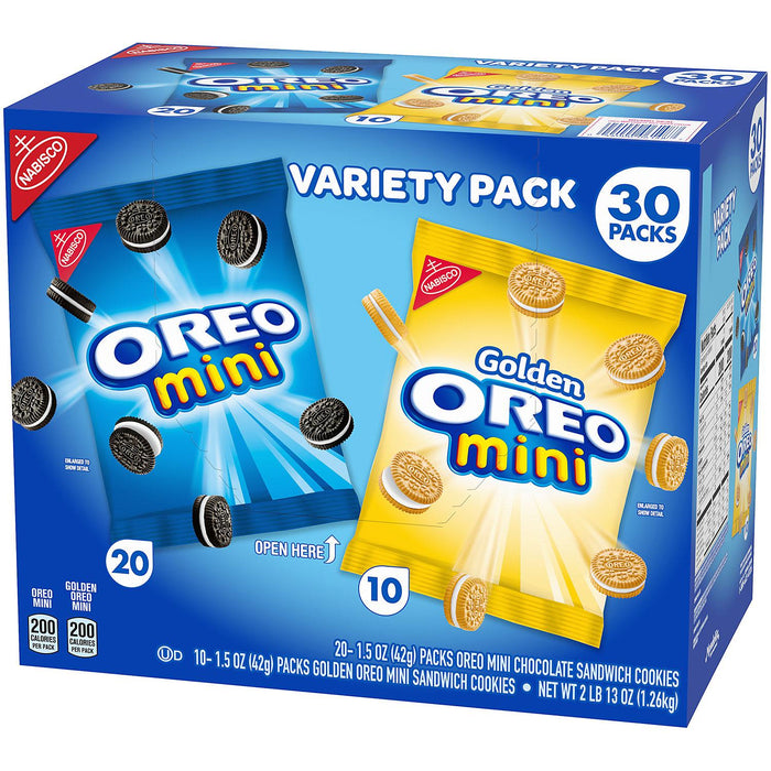 Mini Oreo Sandwich Cookies, Variety Pack, 30 x 1.5 oz