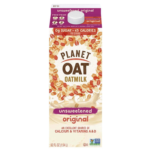 Planet Oat Unsweetened Original Oatmilk , 52 oz