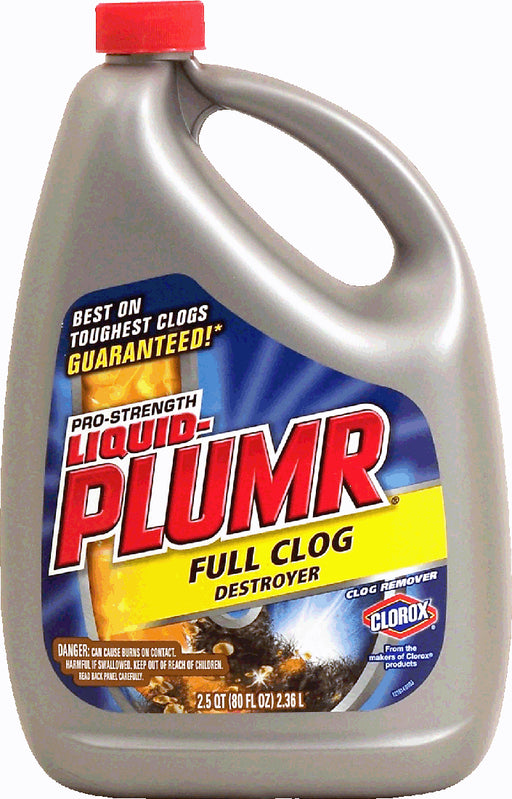 Clorox Pro-Strength Liquid-Plumr Clog Remover, Full Clog Destroyer, 80 oz
