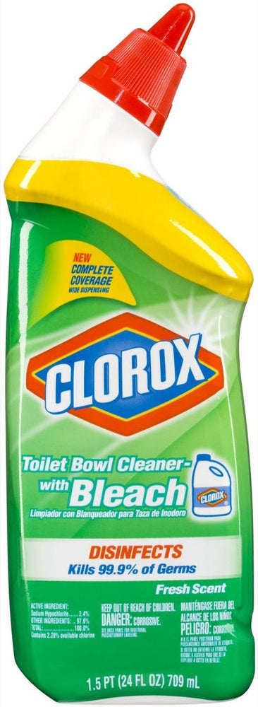Clorox Disinfectant Toilet Bowl Cleaner with Bleach, Fresh Scent, 24 oz