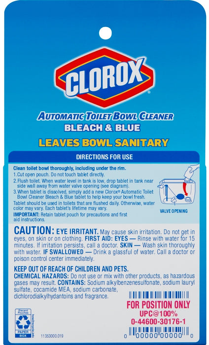 Clorox Automatic Toilet Bowl Cleaner, Bleach & Blue, Rain Clean Scent, 2.47 oz