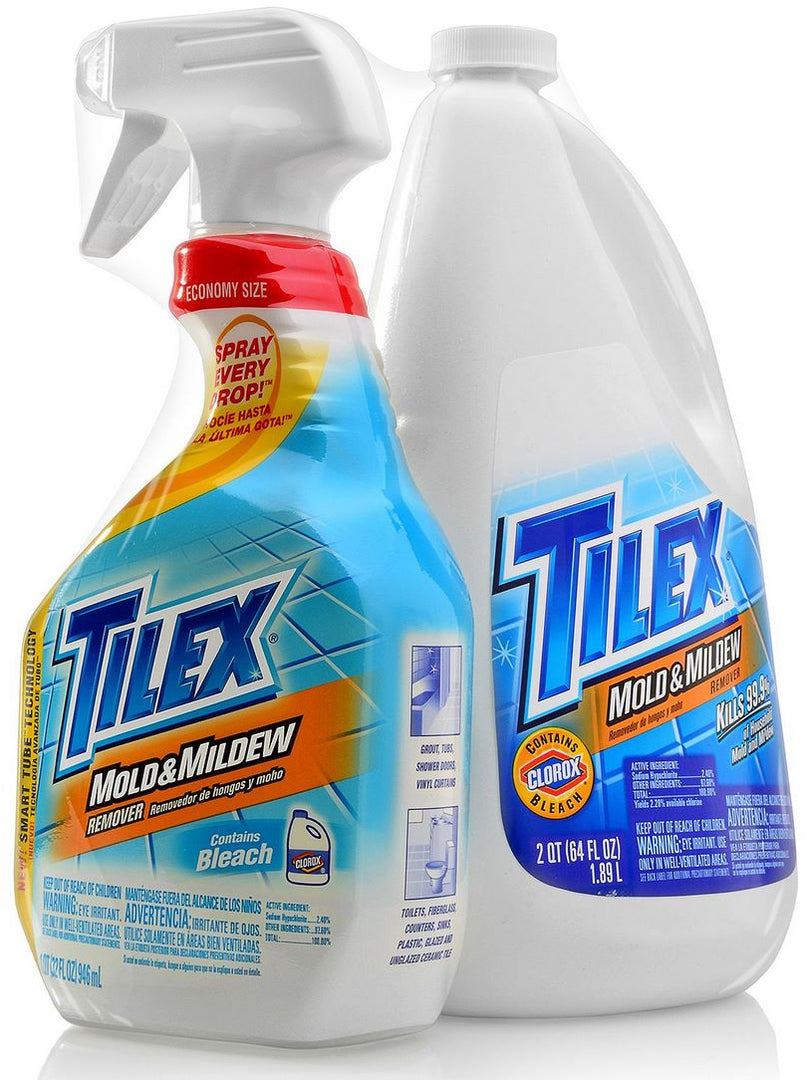 Tilex Mold and Mildew Remover Spray Bottle + Refill, contains Bleach