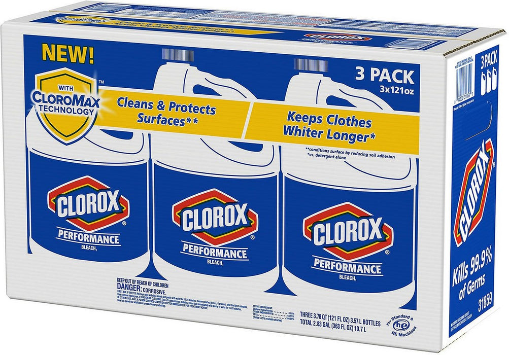 Clorox Performance Bleach with CloroMax Value Pack, 3 x 121 oz