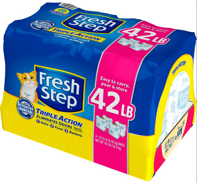 Fresh Step Triple Action Scented Scoopable Cat Litter, 42 lbs