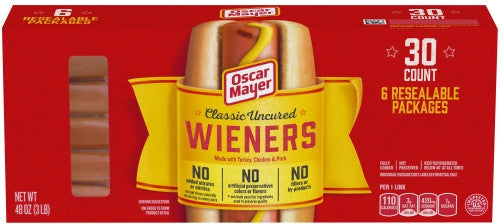 Oscar Mayer Classic Wieners Hot Dogs Box, 3 lbs