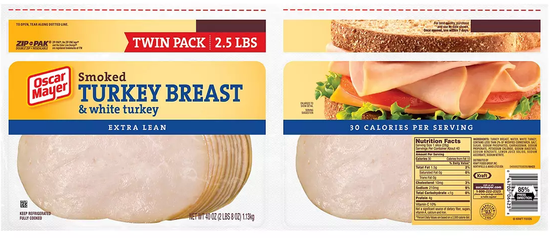 Oscar Mayer Smoked Turkey Breast, 2-Pack, 2 x 20 oz