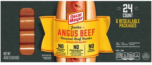 Oscar Mayer Jumbo Angus Beef Franks Box, 45 oz