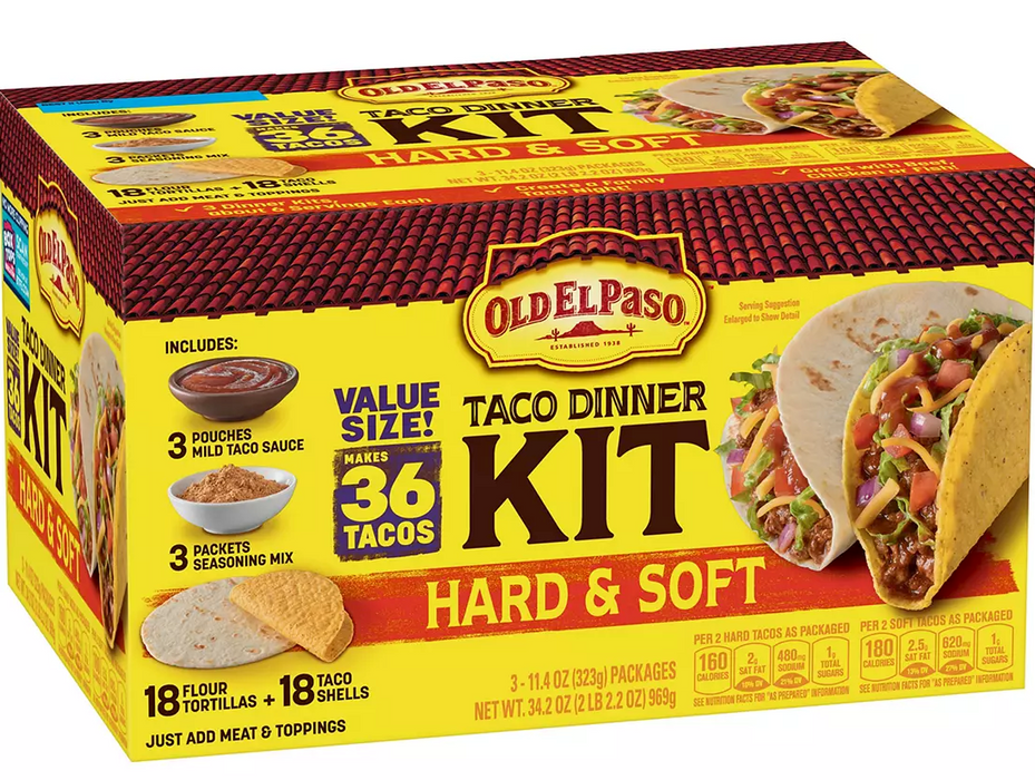 Old El Paso Hard & Soft Taco Dinner Kit , 2 x 18 ct