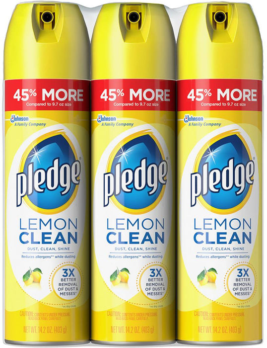 Pledge Lemon Clean Furniture Polish, 3-Pack, 3 x 14.2 oz