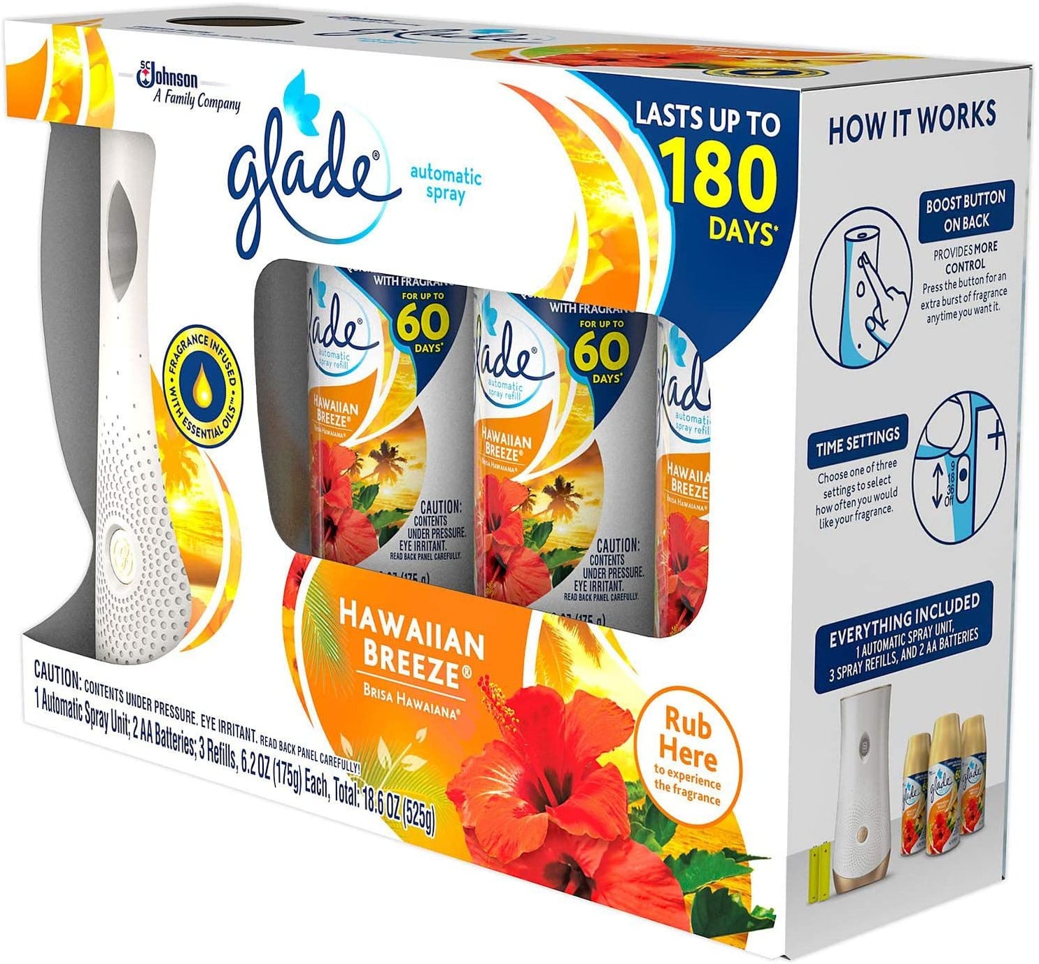 Glade Automatic Spray Hawaiian Breeze Spray Unit, 1 + 3 set —