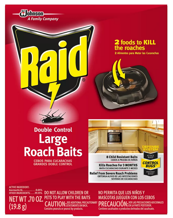 Raid Double Control Large Roach Baits , 8 ct