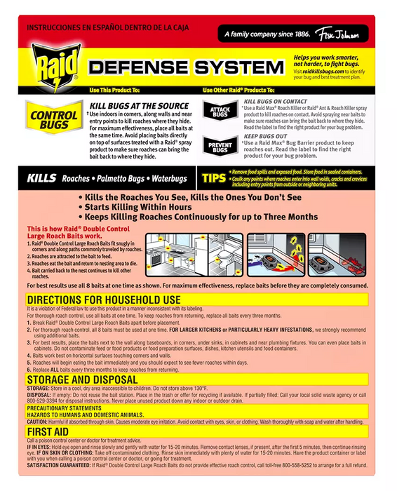Raid Double Control Large Roach Baits , 8 ct