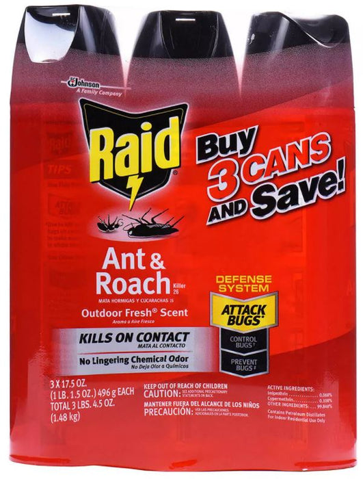 Raid Ant & Roach Killer Spray, 3-Pack , 3 x 17.5 oz