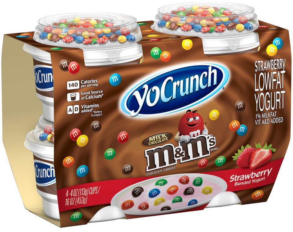 YoCrunch M&M Low-Fat Vanilla Yogurt, 4 x 4 oz